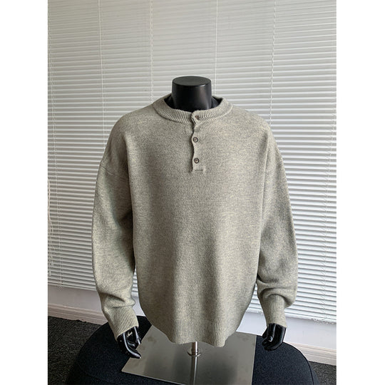 Herren Oversize-Strickpullover mit Henley-Kragen und Halbknopfleiste Shop Nory
