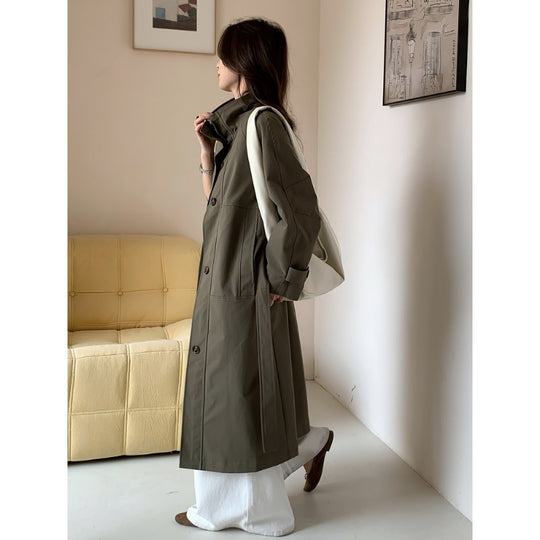 Damen Leichter Oversize-Trenchcoat mit Stehkragen und großen Eingrifftaschen Shop Nory