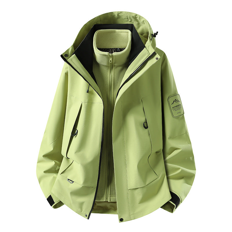 Unisex wasserfeste zweilagige Softshell-Regenjacke mit herausnehmbarem Fleecefutter und Kapuze Shop Nory