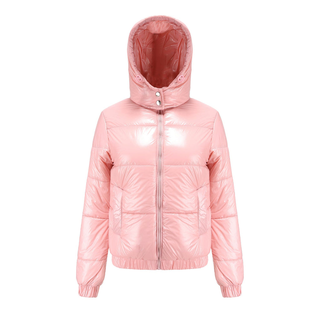 Damen glänzende Winterjacke mit Kapuze – Wasserabweisend & Wärmeisoliert – ShopNory