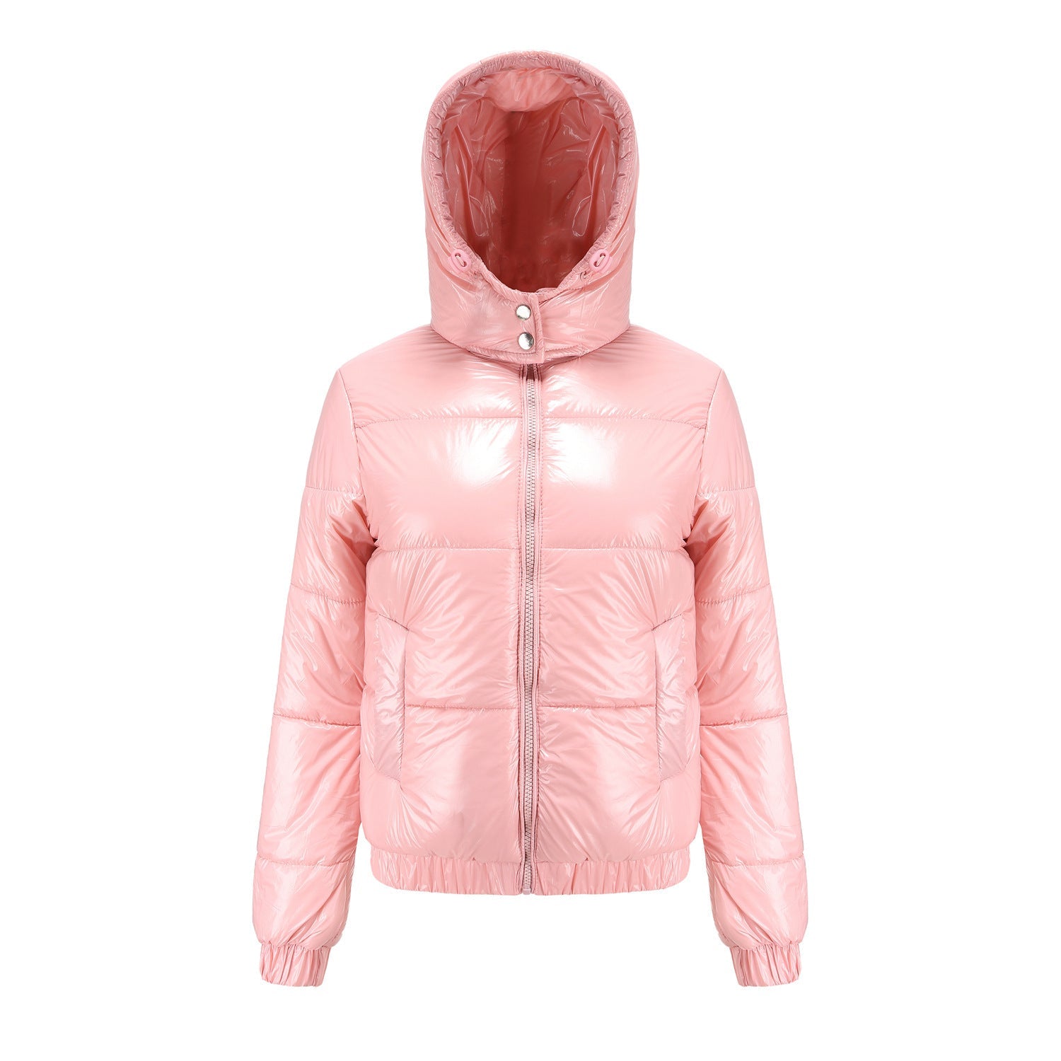 Damen Hochglänzende Steppjacke mit abnehmbarer Kapuze ShopNory