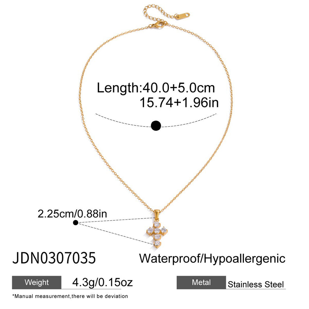 Damen Halskette mit funkelndem Kreuzanhänger aus hypoallergenem Edelstahl Shop Nory