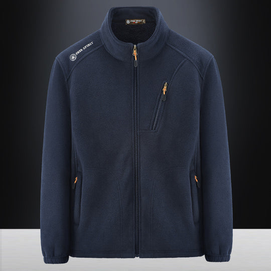 Herren Warme Microfleece-Outdoorjacke mit Brustreißverschluss, Seitentaschen und Stehkragen Shop Nory