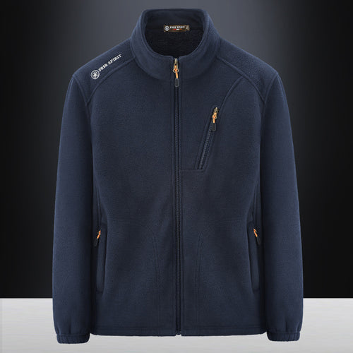 Herren Warme Microfleece-Outdoorjacke mit Brustreißverschluss, Seitentaschen und Stehkragen Shop Nory