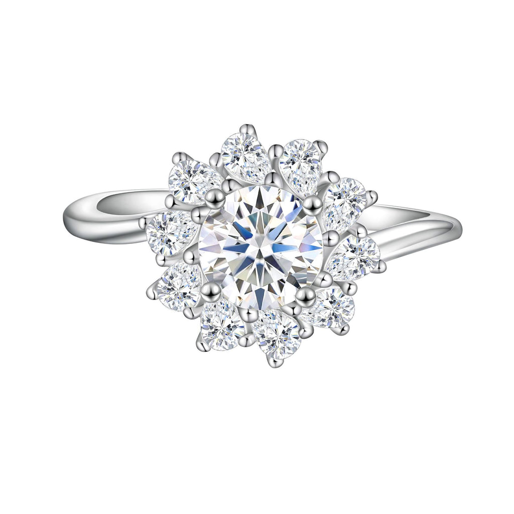 Damen Deluxe Blumenkreisring mit funkelnden Zirkonia-Steinen Shop Nory
