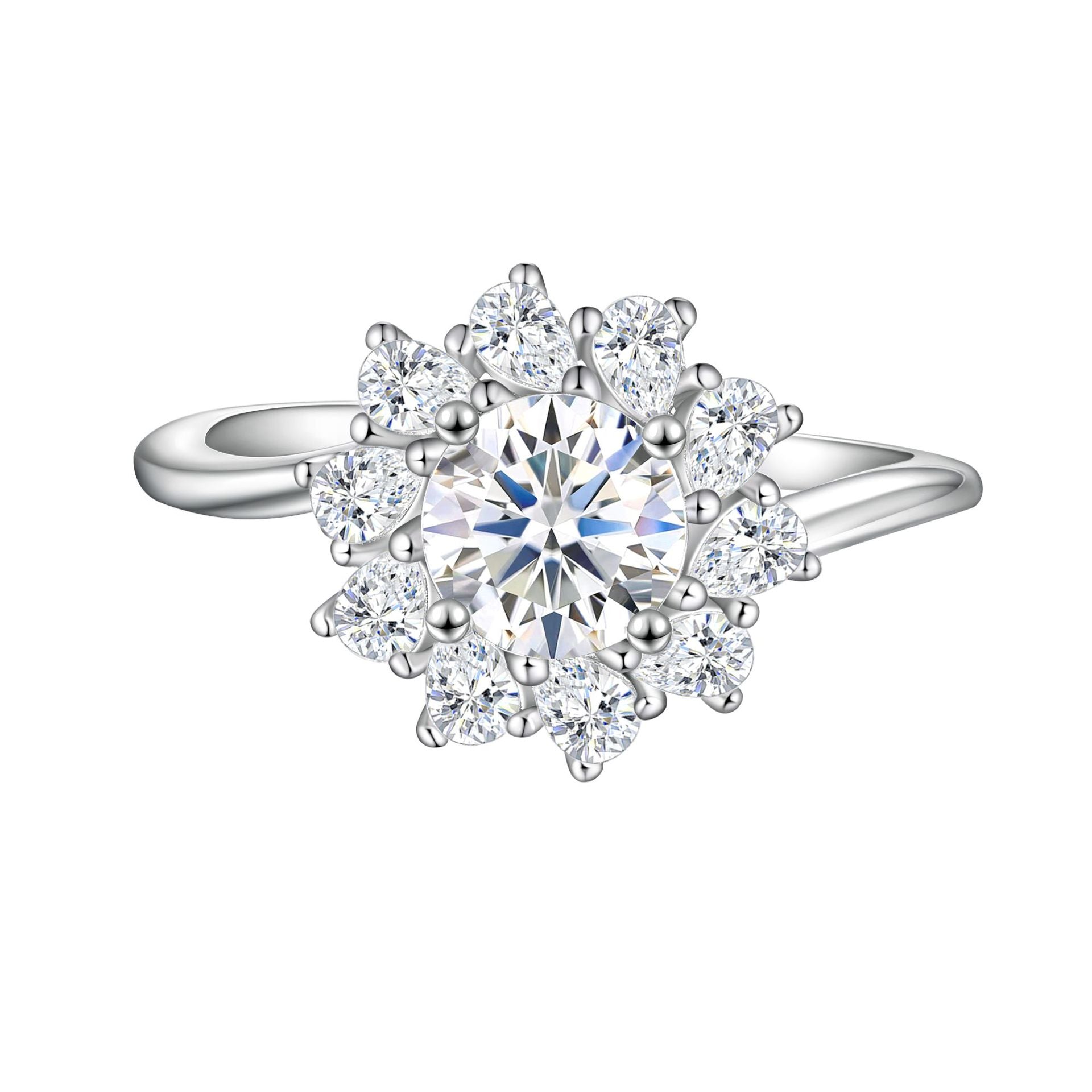Damen Deluxe Blumenkreisring mit funkelnden Zirkonia-Steinen Shop Nory