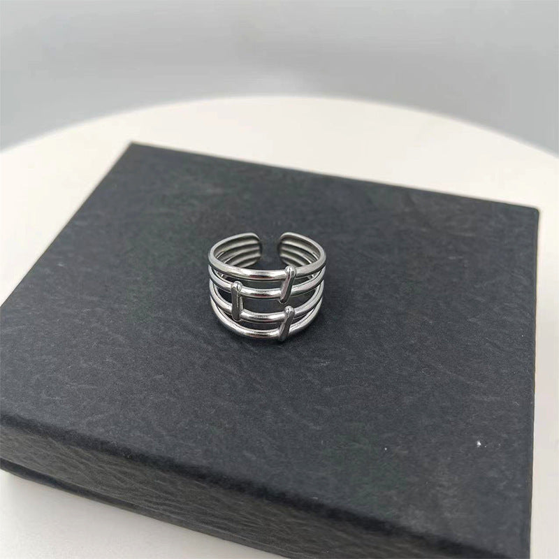 Damen modischer Ring mit stilvollem Ketten-Design Shop Nory