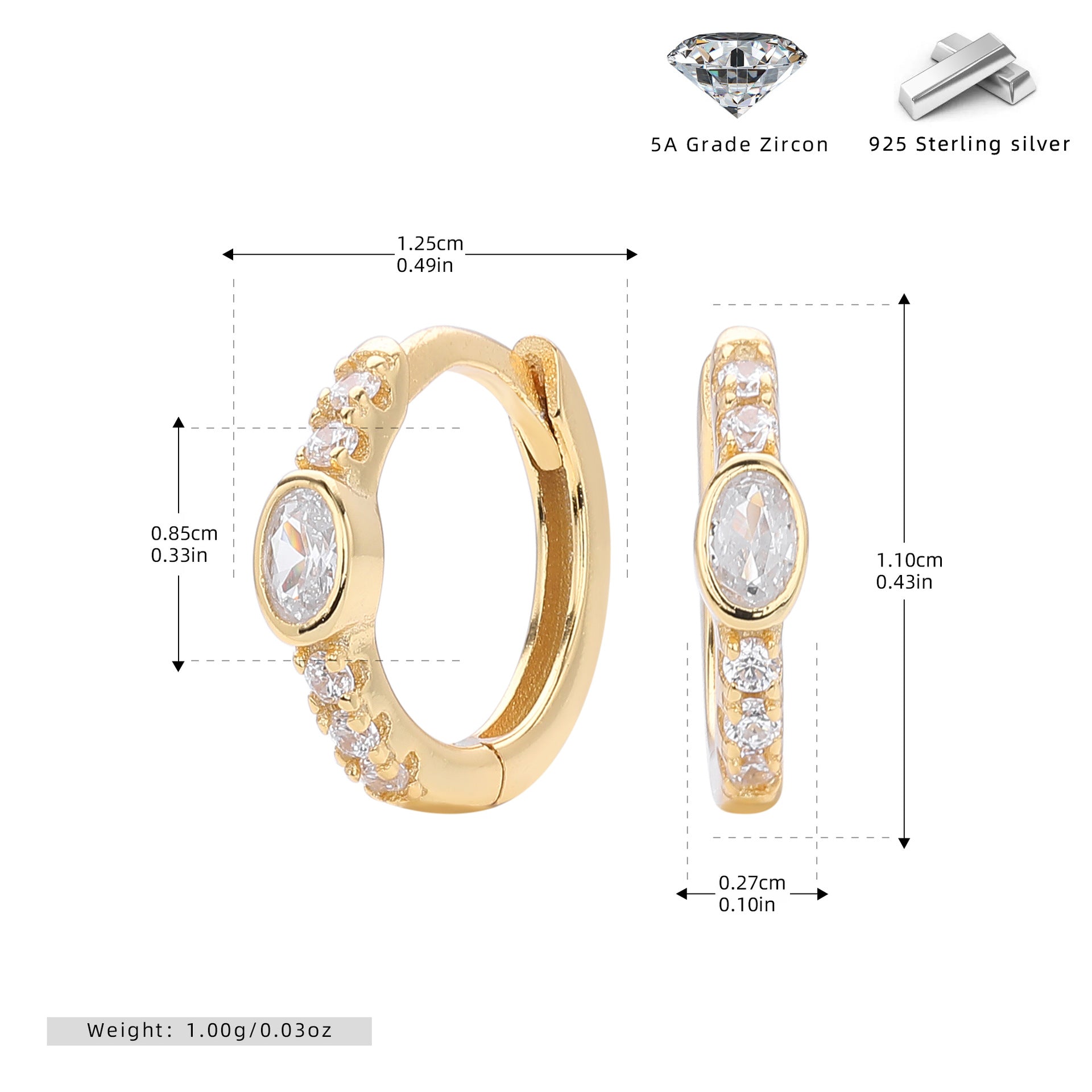 Damen Creolen mit funkelndem Zirkonbesatz aus hochwertigem 925 Sterling Silber Shop Nory