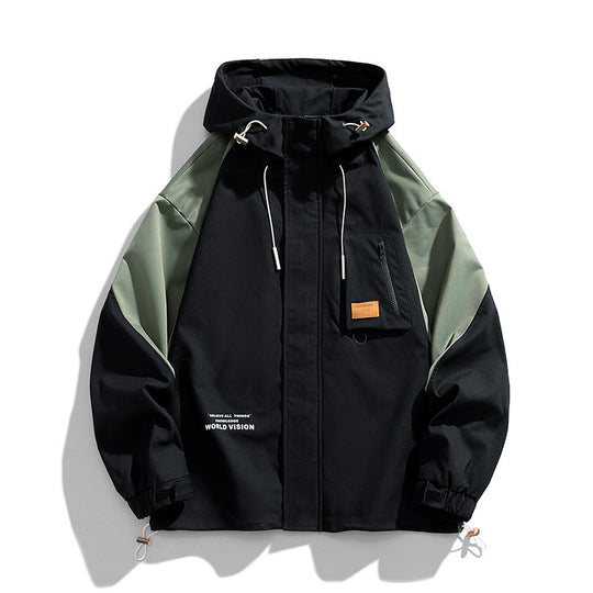 Herren Wasserabweisende Kapuzen-Fieldjacke im Colorblock-Utility-Design mit Brusttasche Shop Nory