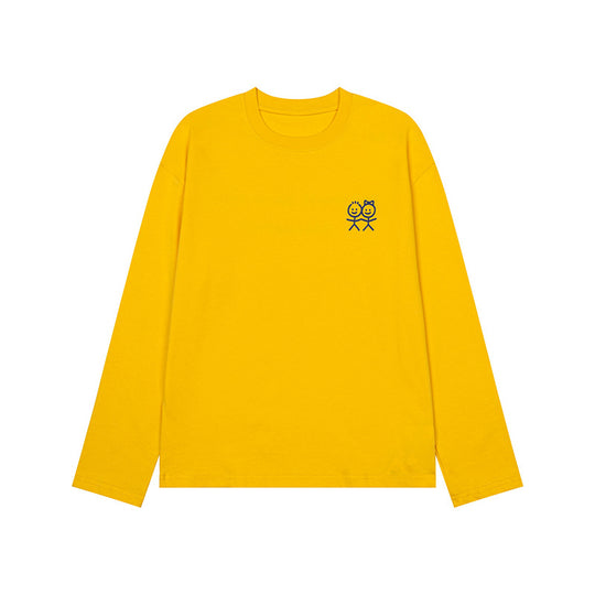 Unisex Langarm-Baumwollshirt mit minimalistischer Freundschafts-Stickerei Shop Nory
