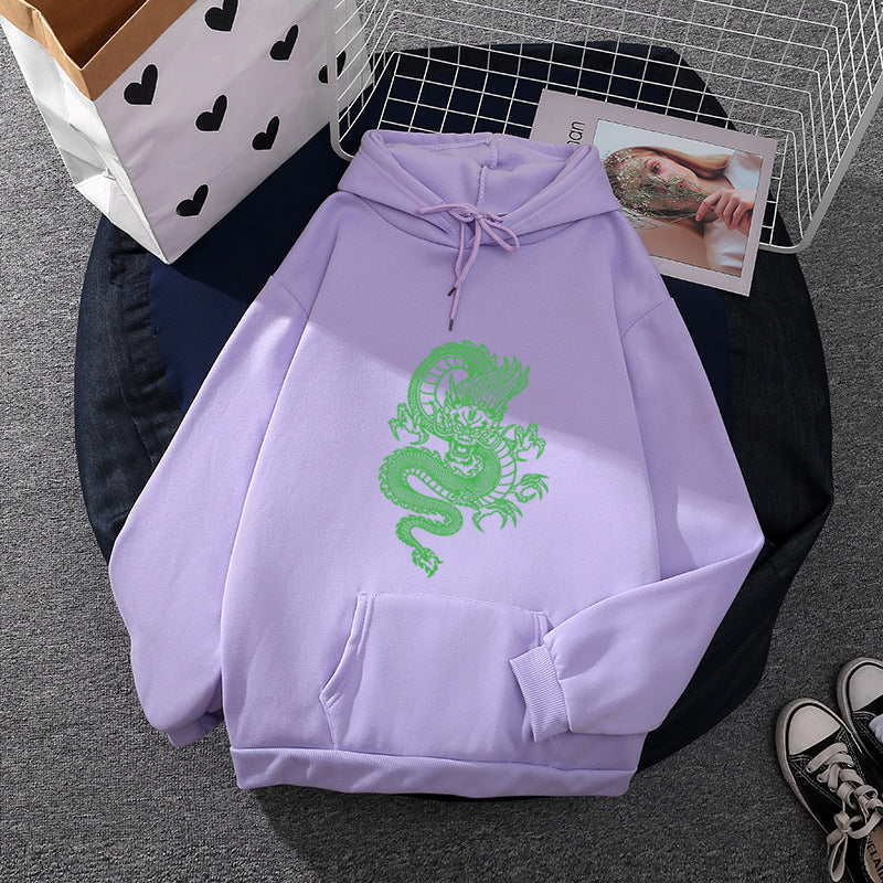 Unisex nan Kapuzenpullover mit detailreichem Drachenmotiv, Oversize‑Schnitt und Kängurutasche Shop Nory