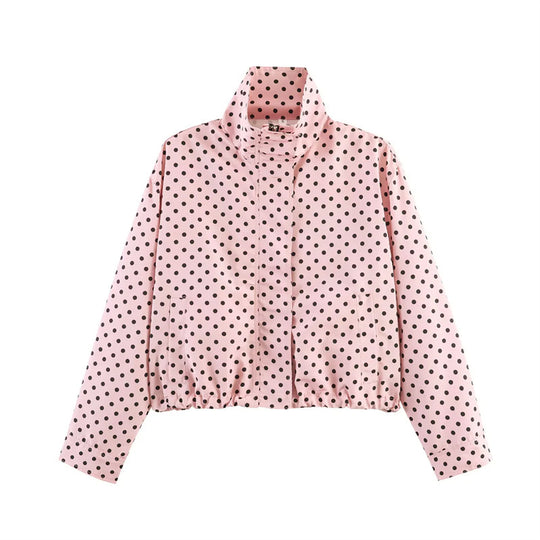 Damen Gekürzte Punkte-Utility-Jacke mit Stehkragen und Tunnelzug Shop Nory