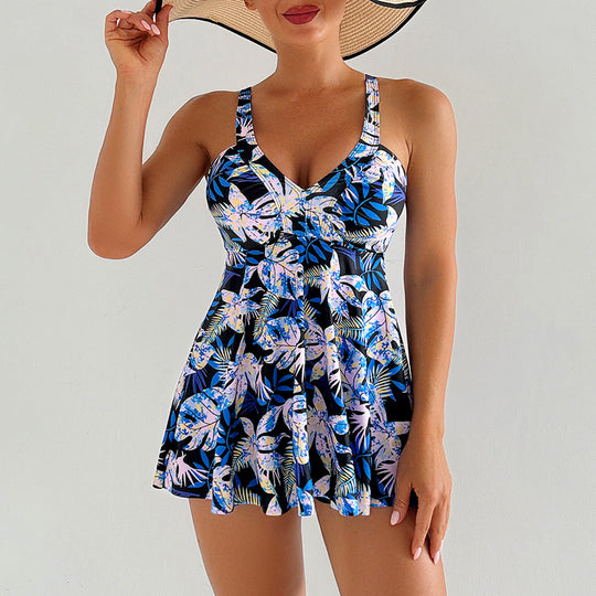 Damen schicker Schwimmanzug mit fließendem Rock Shopnory