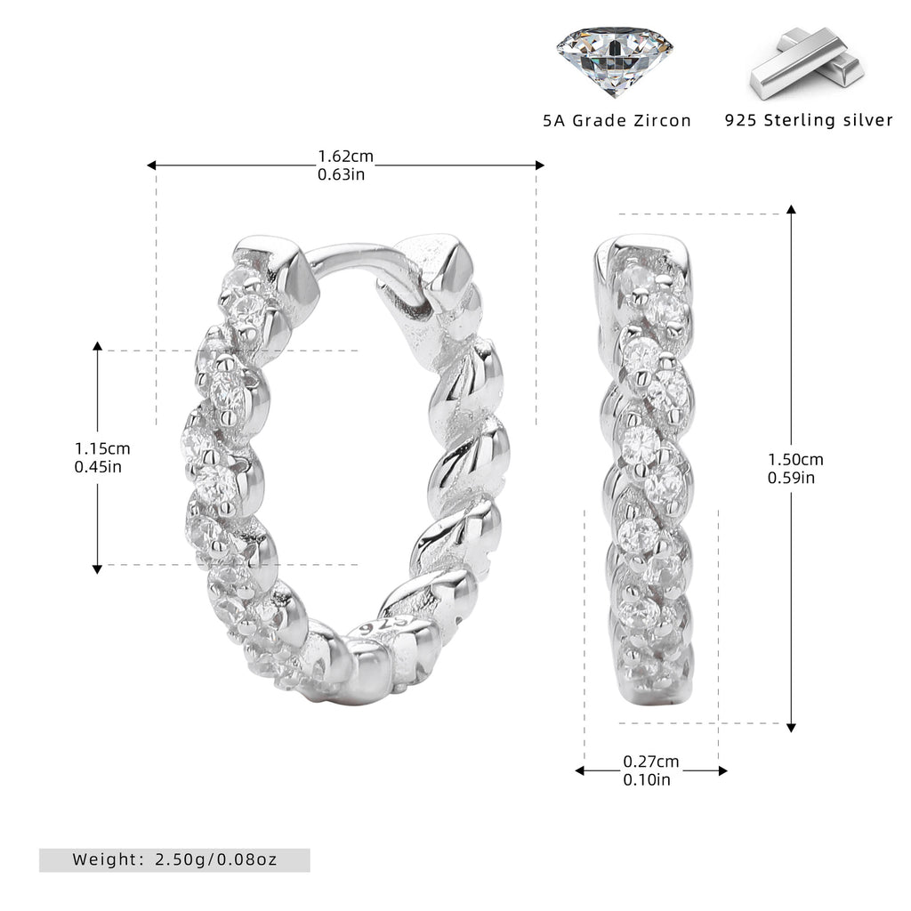 Damen Creolen mit luxuriösem Zirkonbesatz aus hochwertigem 925 Sterling Silber Shop Nory