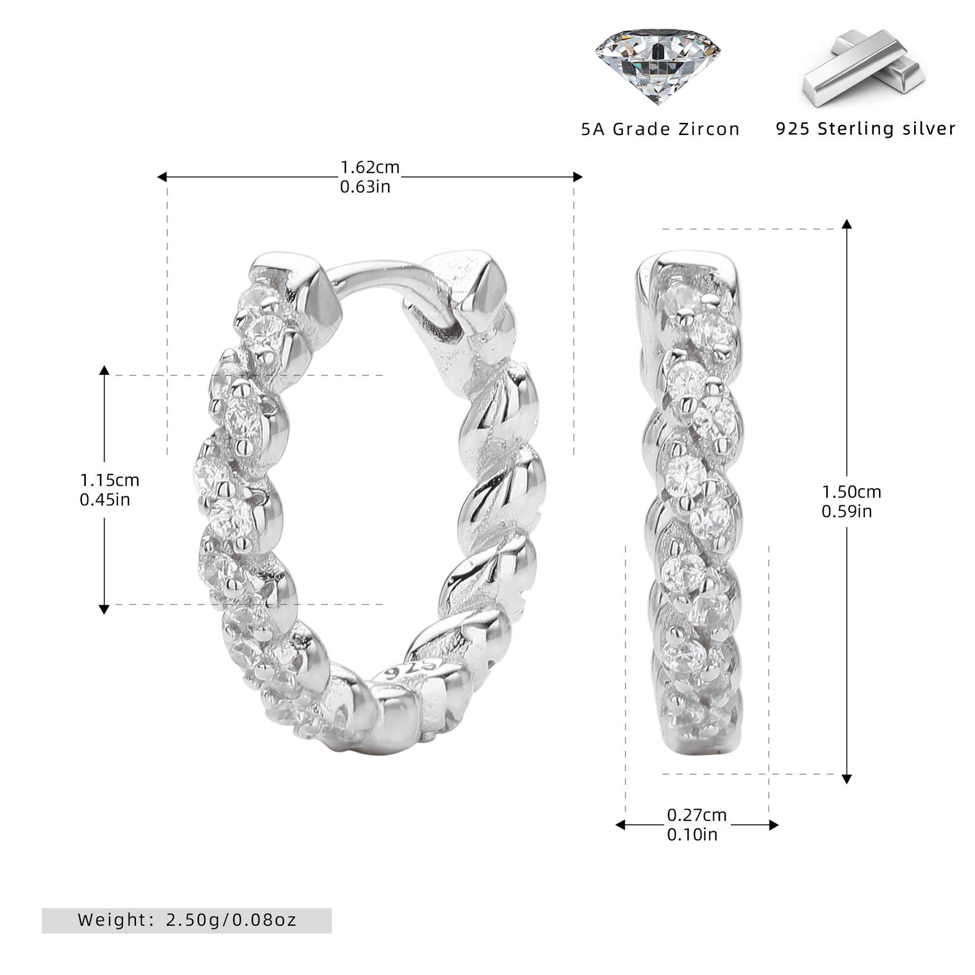 Damen Creolen mit luxuriösem Zirkonbesatz aus hochwertigem 925 Sterling Silber Shop Nory
