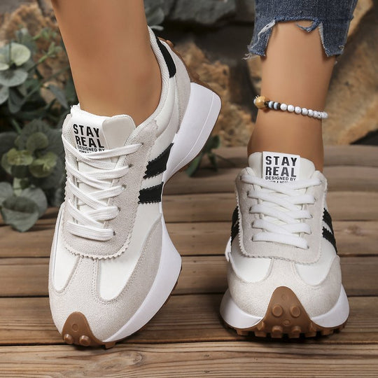 Damen Plateau-Laufsneaker mit Wildlederoptik und Leo-Akzenten Shop Nory