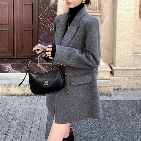 Damen Eleganter Wollmantel Shop Nory