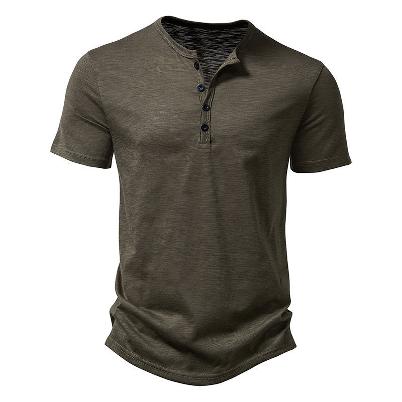 Herren Kurzarm-Henley-T-Shirt mit modischem Knopfdesign und atmungsaktiver Baumwolle Shopnory