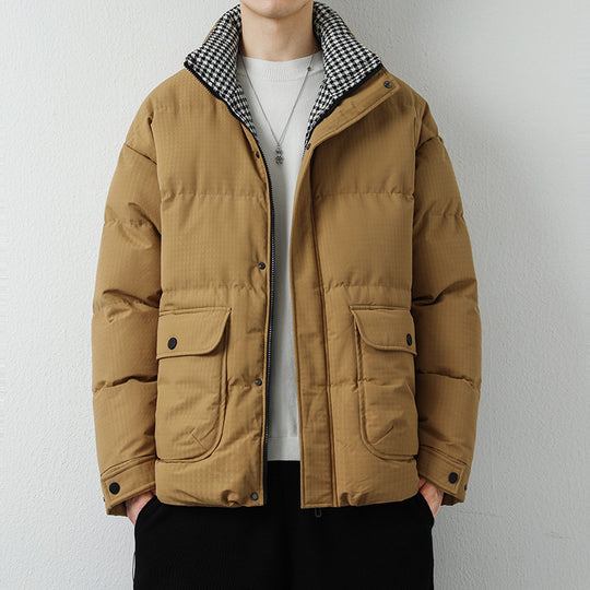 Herren Modische Pufferjacke mit Karokragen Shop Nory