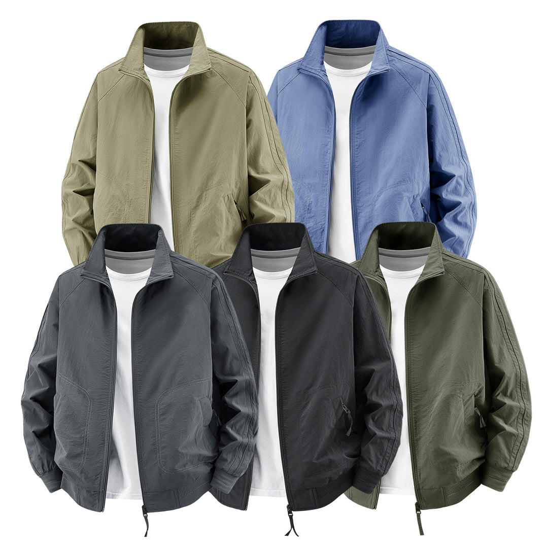 Herren Leichte Utility‑Bomberjacke mit hohem Stehkragen und großen Rundtaschen Shop Nory