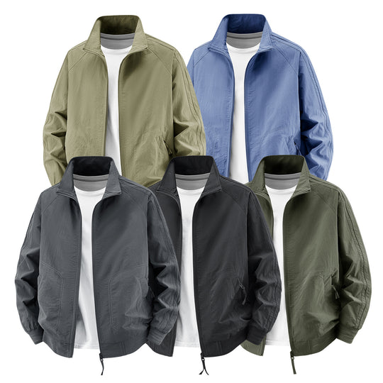 Herren Leichte Utility‑Bomberjacke mit hohem Stehkragen und großen Rundtaschen Shop Nory