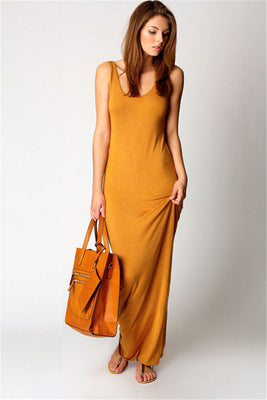 Damen Elegantes, figurbetontes Maxikleid mit tiefem Rundhalsausschnitt