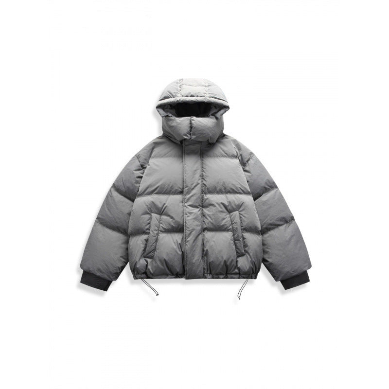 Unisex Kurze Steppjacke mit Kapuze, hohem Stehkragen und verstellbarem Saum Shop Nory