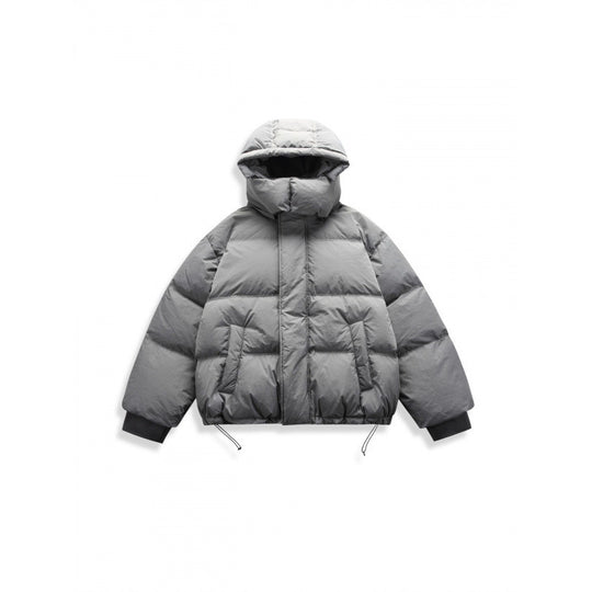 Unisex Kurze Steppjacke mit Kapuze, hohem Stehkragen und verstellbarem Saum Shop Nory