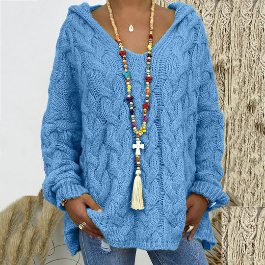 Damen nan grob gestrickter Kapuzenpullover mit Zopfmuster und weitem Oversize-Schnitt Shop Nory