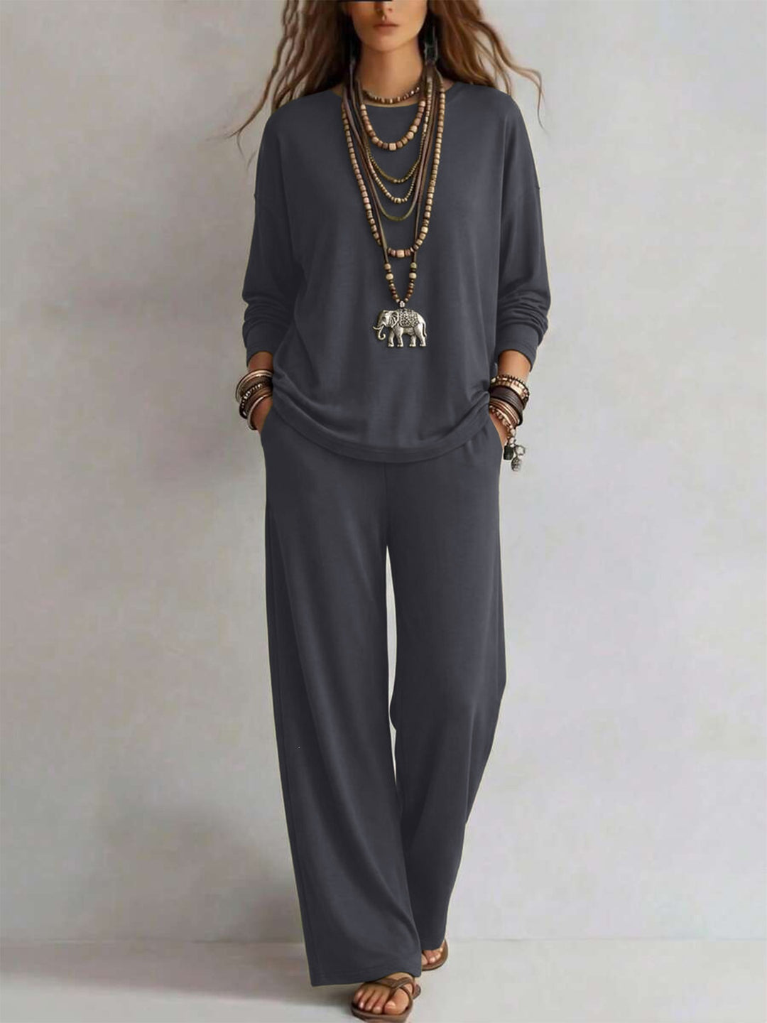 Damen Loungewear-Set mit weitem Bund und Oversize-Langarmshirt Shop Nory