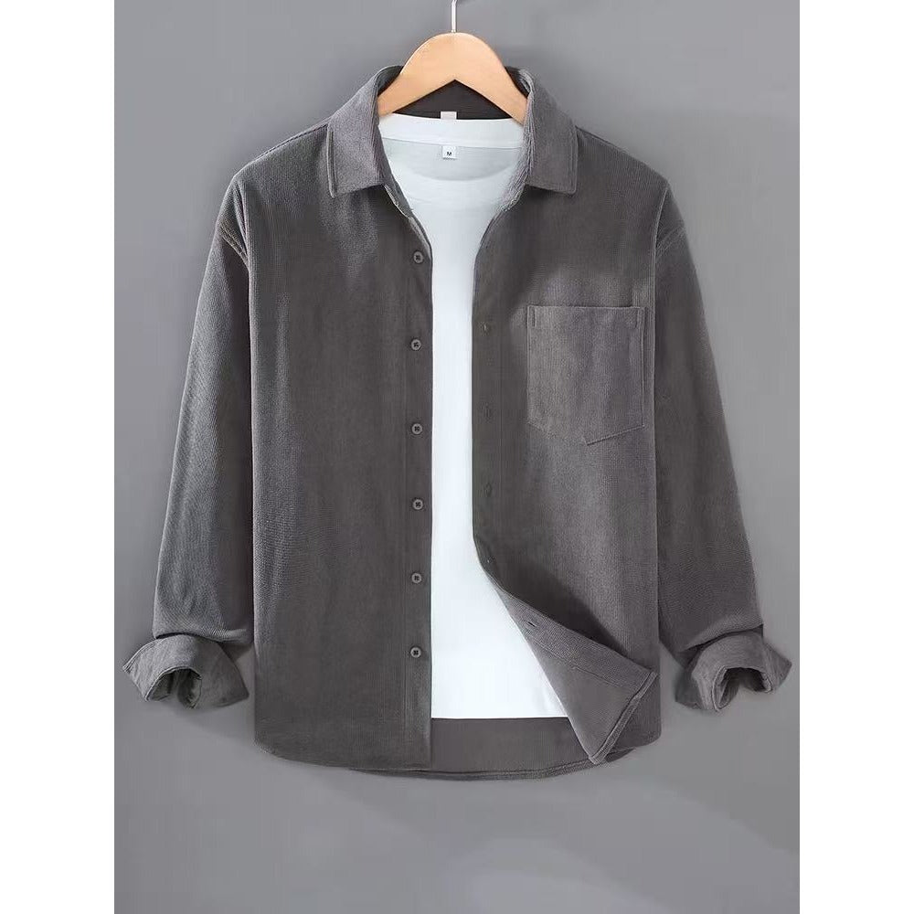 Herren Leichte Feincord-Hemdjacke mit Brusttasche und Kentkragen Shop Nory