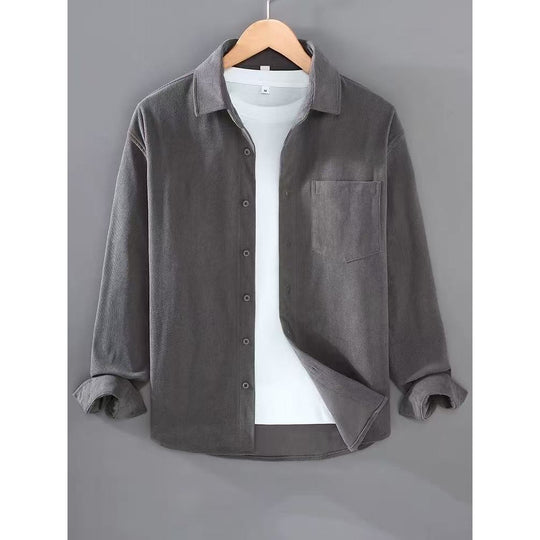 Herren Leichte Feincord-Hemdjacke mit Brusttasche und Kentkragen Shop Nory