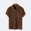 Herren Kurzarm Poloshirt aus gestreiftem Stoff mit Knopfleiste und Brusttasche