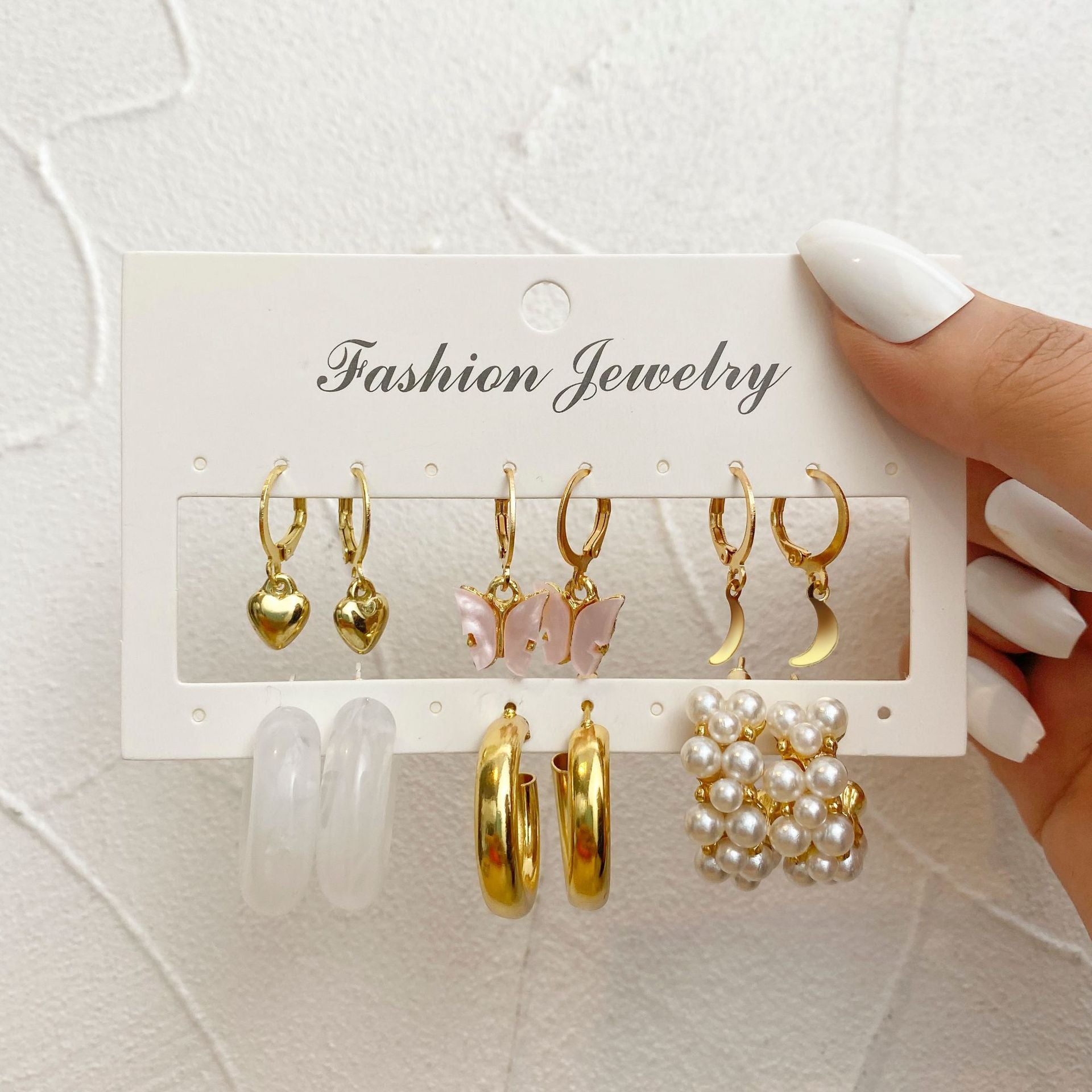 Damen Ohrringe-Set mit floralem Schmetterlings- und Herz-Design Shop Nory