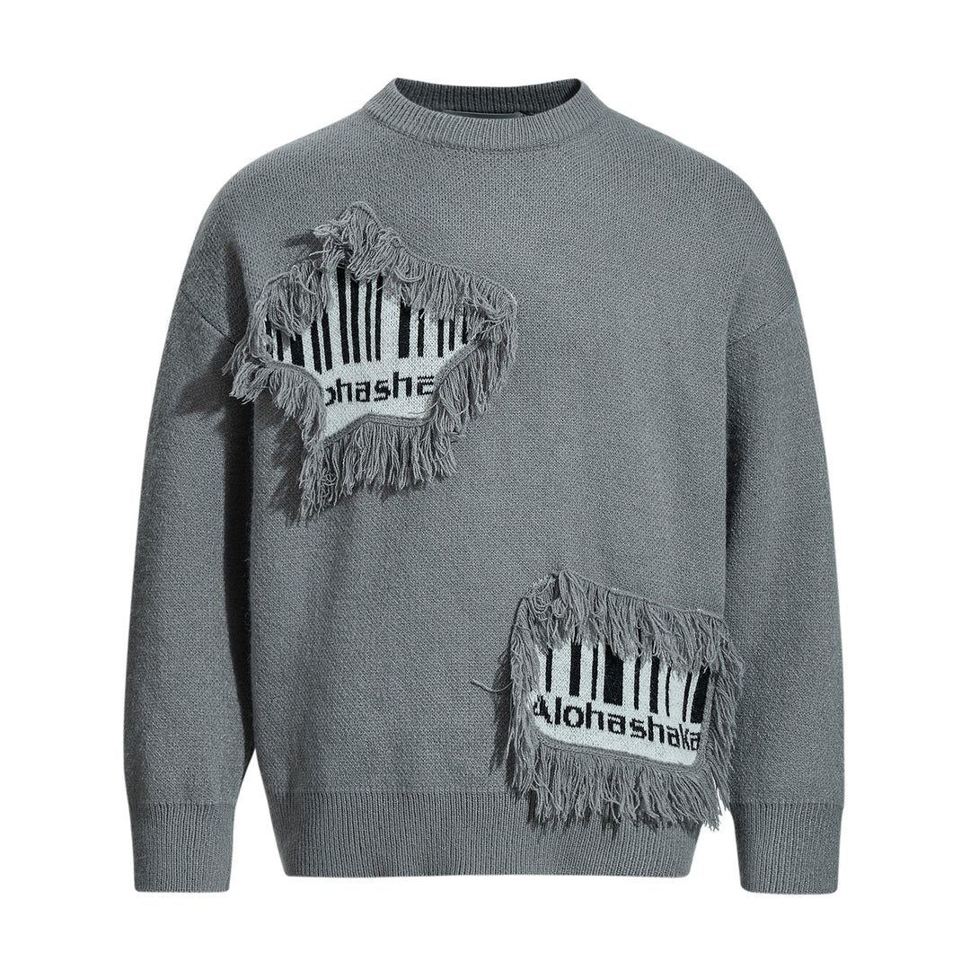 Herren Strickpullover mit Fransen-Applikation und Intarsien Shop Nory