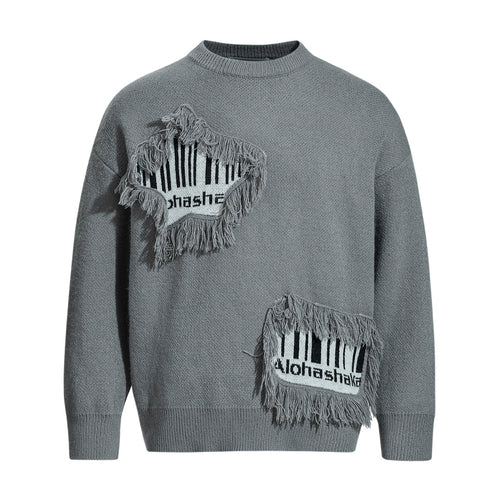 Herren Strickpullover mit Fransen-Applikation und Intarsien Shop Nory
