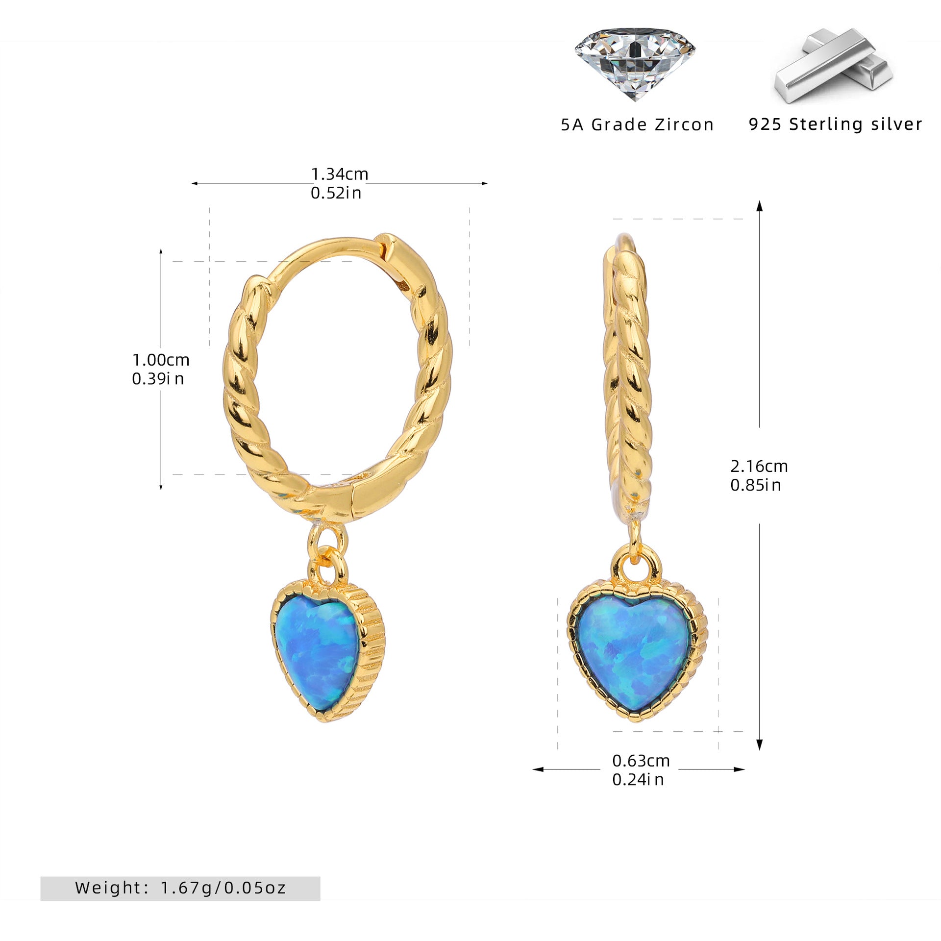 Damen Ohrhänger mit Herzanhänger aus hochwertigem 925 Sterling Silber Shop Nory