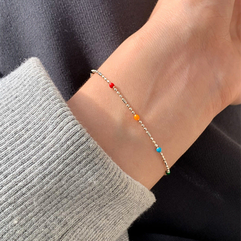 Damen Halskette mit bunten Perlen und stilvollem Silberdesign Shop Nory