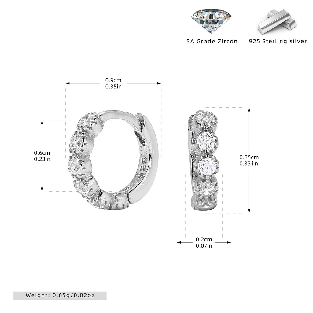 Damen Creolen mit funkelndem Zirkon-Besatz aus hochwertigem 925 Sterling Silber Shop Nory