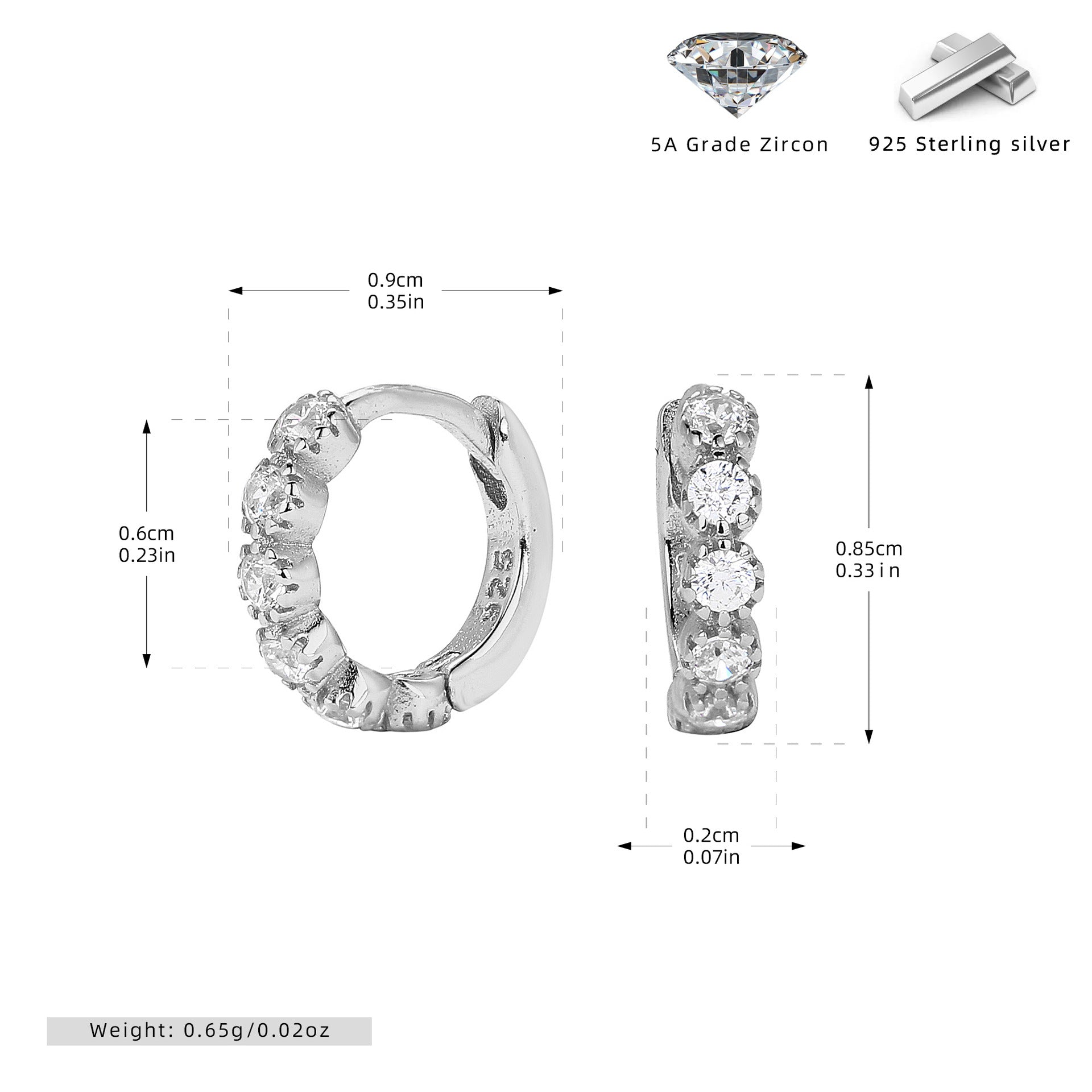 Damen Creolen mit funkelndem Zirkon-Besatz aus hochwertigem 925 Sterling Silber Shop Nory