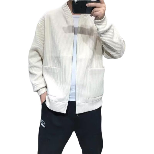 Herren Gerippte Zip-Strickjacke mit Stehblende und aufgesetzten Taschen Shop Nory