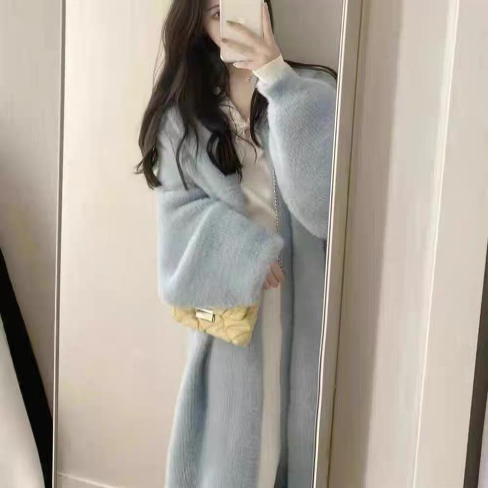 Damen Langer Übergroßer Maxi-Strickcardigan mit offener Front Shop Nory