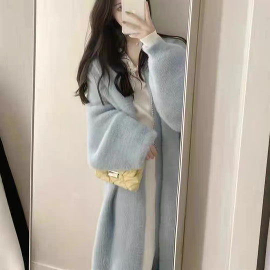 Damen Langer Übergroßer Maxi-Strickcardigan mit offener Front Shop Nory