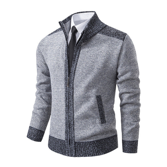 Herren modische Strickjacke mit hohem Kragen und Reißverschluss