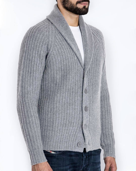 Herren Rippstrick-Cardigan mit Schalkragen und durchgehender Knopfleiste Shop Nory