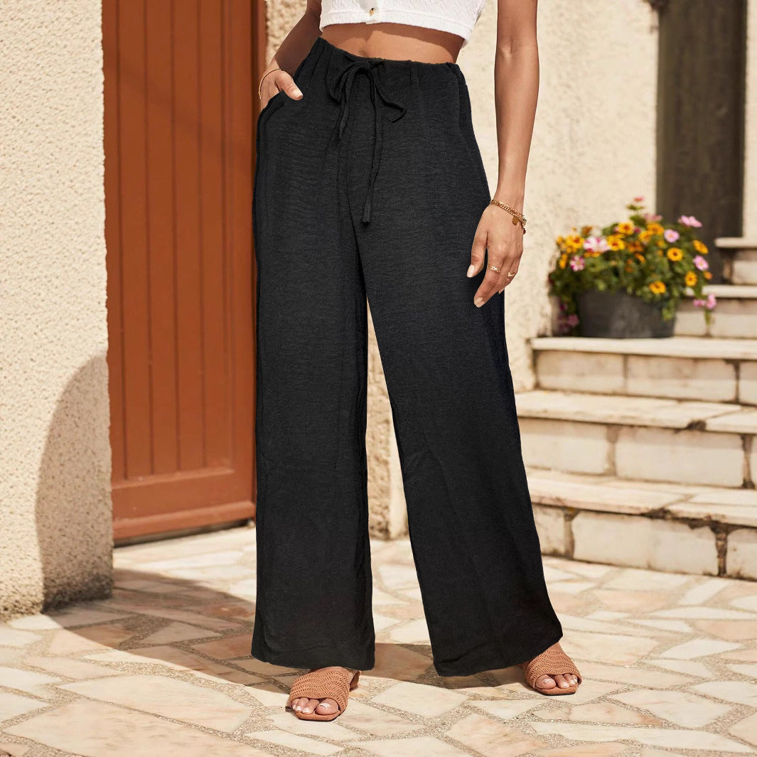 Damen Leichte Palazzo-Culotte aus Feinstrick mit hohem Komfortbund und Kordelzug Shop Nory