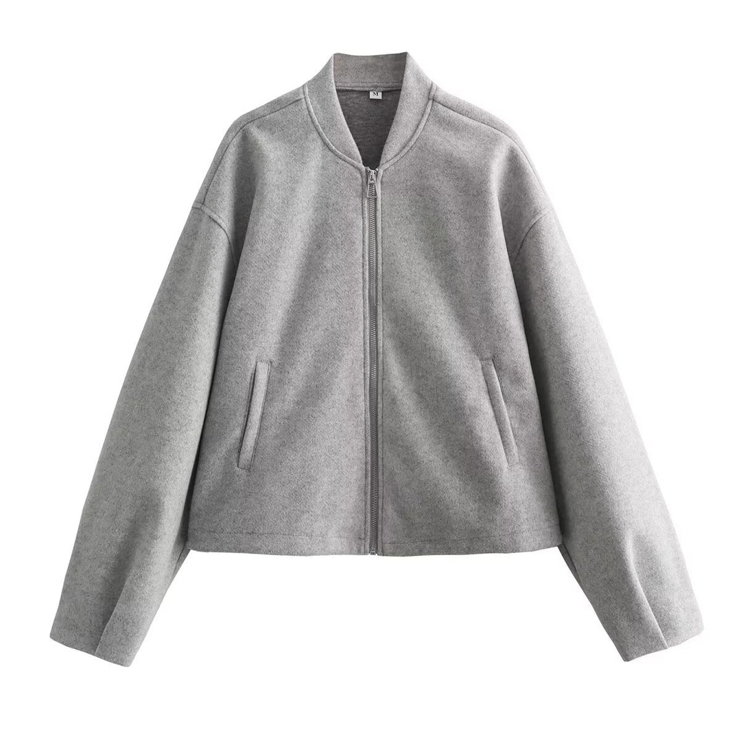 Damen Boxy Wollmix-Zipjacke mit kurzem Saum und Tunnelzug Shop Nory