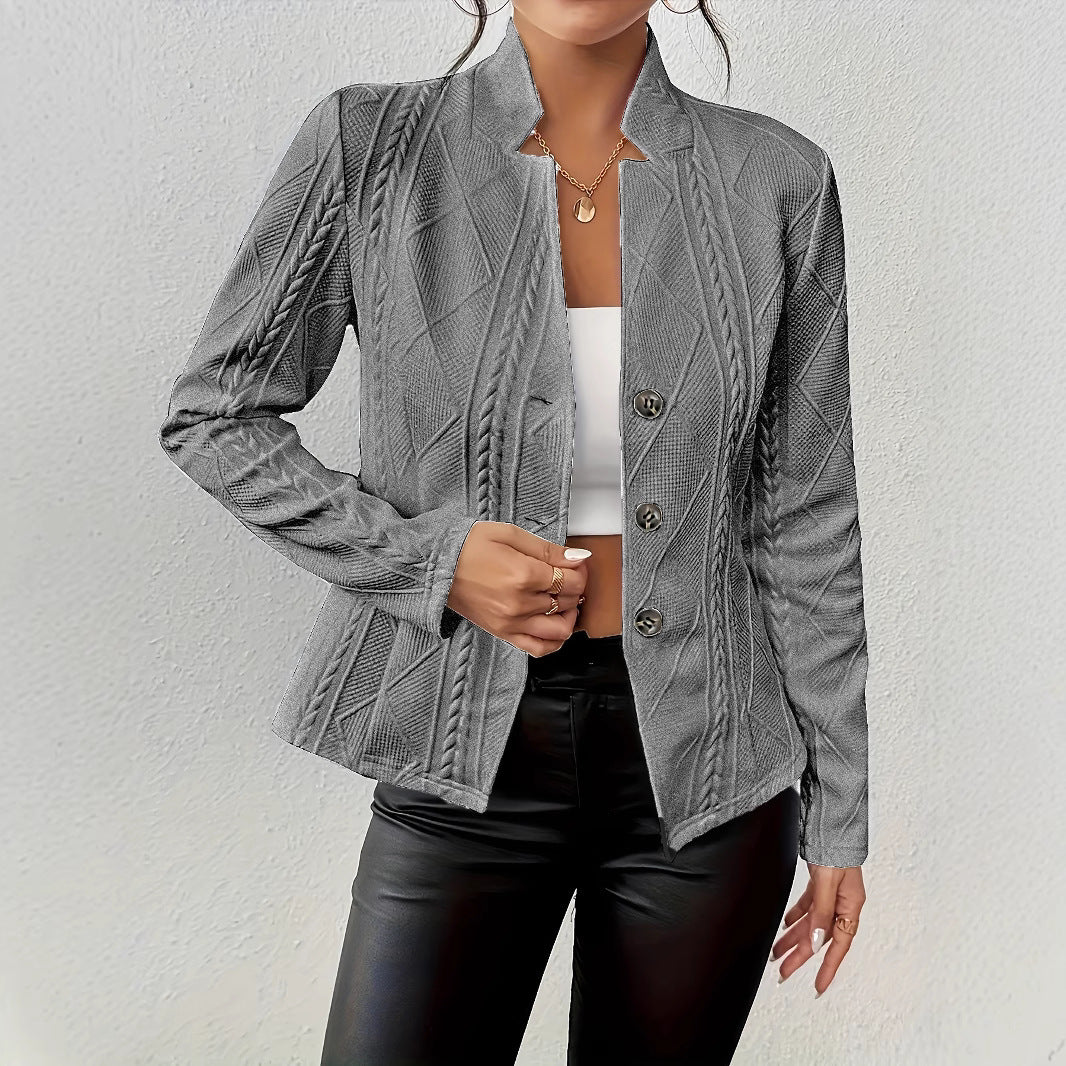 Damen nan strukturierter Blazer mit Zopfmuster und Stehkragen Shop Nory
