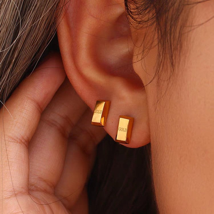 Damen Zeitgenössische Goldriegel Ohrstecker Shop Nory