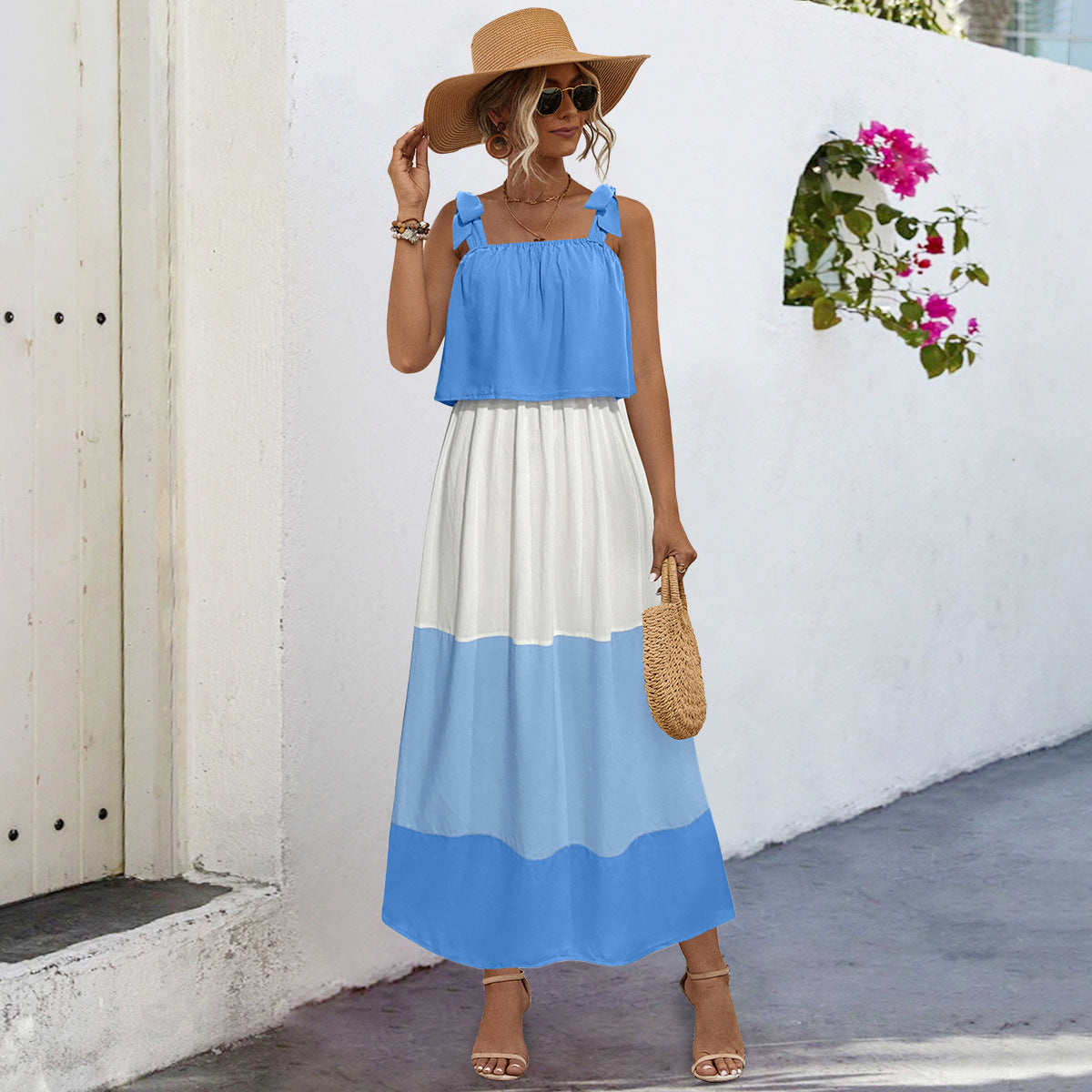 Damen Sommerliches Maxikleid mit verspieltem Bandeau-Oberteil und fließendem Rock